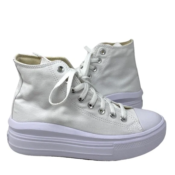 Converse Ctas Move For Women Platform White Canvas Sneakers Casual 568498C-WWWB - Picture 2 of 10